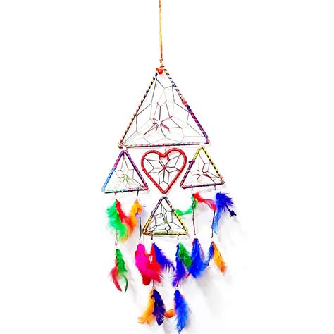 Triangle Heart Multicolor Dream Catcher Wall Hanging Shubhanjali