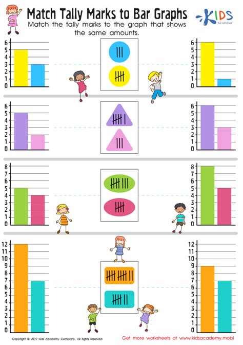 Match Tally Marks To Bar Graphs Worksheet For Kids