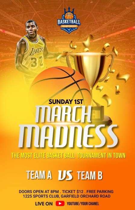 March Madness Basketball Flyer Temp Template Postermywall