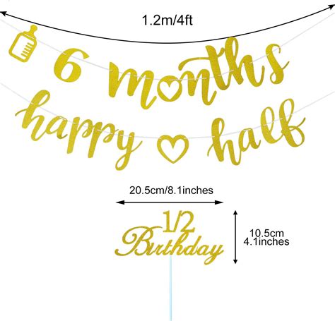 2 Pieces 6 Months Banner Decoration Happy Half Garland And Glitter