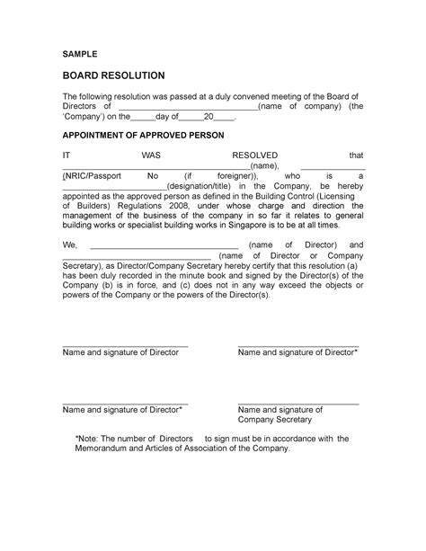 Board Resolution For Issue Of Shares Template