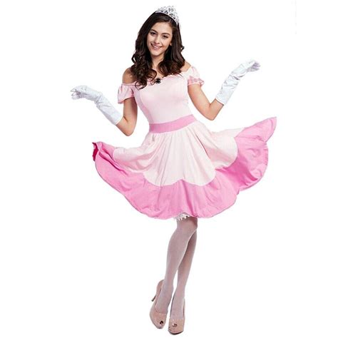 sexy women pink princess peach toadstool halloween party fancy dress costume