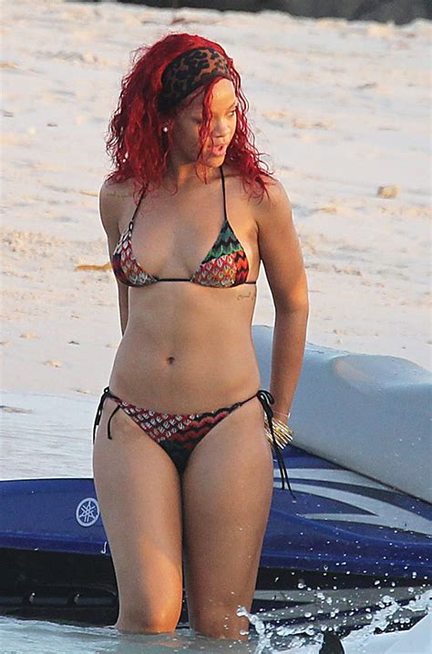 Rihanna Steams The Beach With A Cocktail Bikini View Pics Celebs My