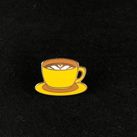 Yellow Latte Coffee Cup Enamel Pin 1 Latte Kawaii Etsy