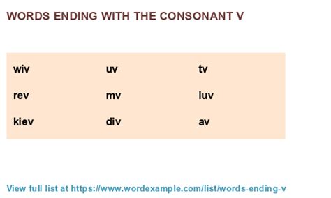 Words Ending With The Consonant V 563 Results