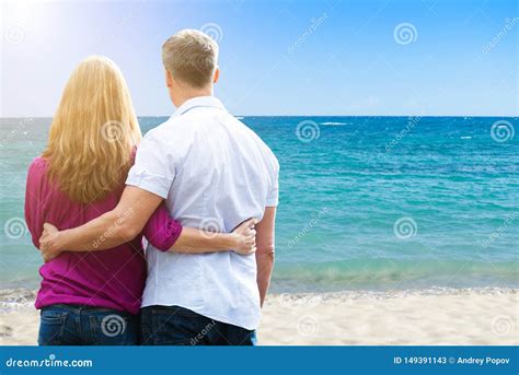 Couple Standing At Tropical Beach Stock Image Image Of Boyfriend