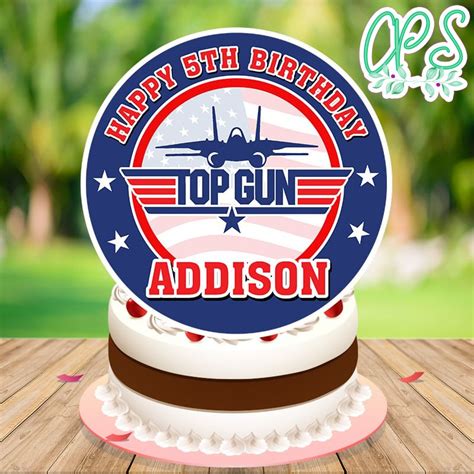 Top Gun Birthday Cake Topper Template Printable Custompartyshirts Studio