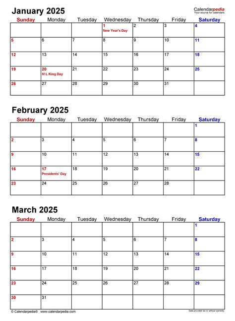 Quarterly Calendars 2025 Free Printable Word Templates