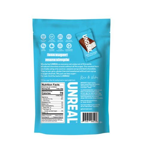 Unreal Dark Chocolate Coconut Mini Bars 15 34 Oz Costco Food Database