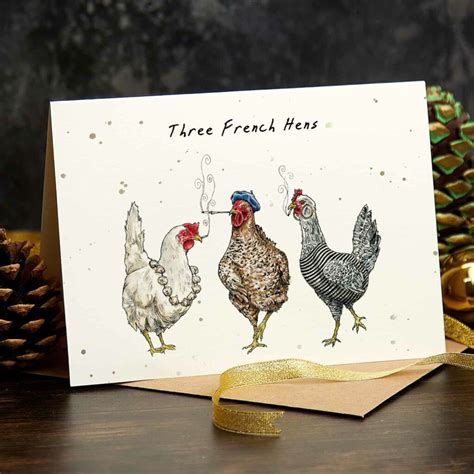 Three French Hens Card Funny Christmas Card Bewilderbeest