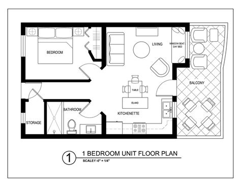 Famous Ideas 39 1 Bedroom Floor Plan Design