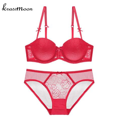 2018 New Sexy Embroidery Bra And Brief Sets 12 Cup Push Up Brassiere And