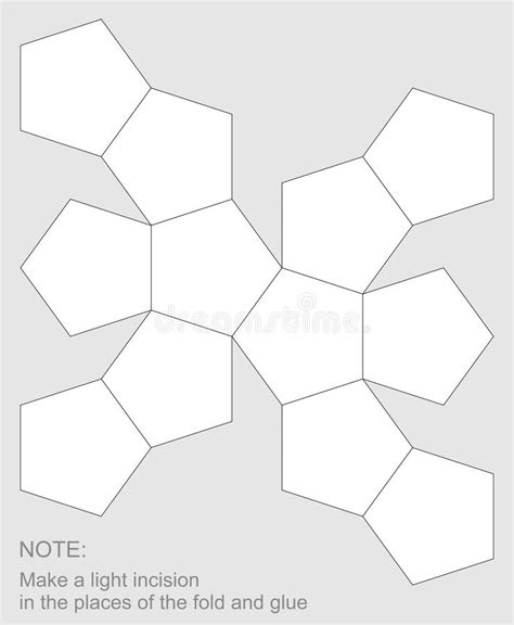 Die Cut Dodecahedron Template Unfolding Polygon With Cutting And