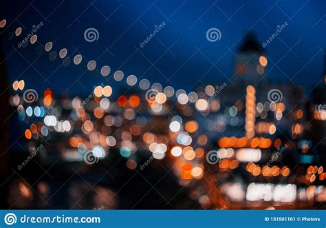 Abstract Bokeh City Light At Night Skyline Of Downtown New York