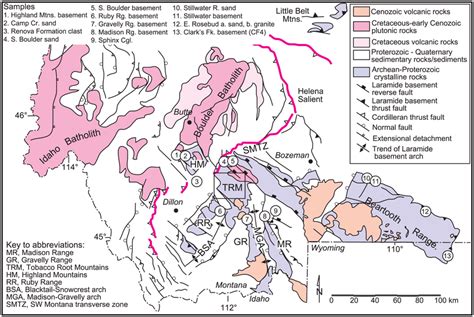 Simplified Geologic Map Of Southwestern Montana Highlighting Laramide
