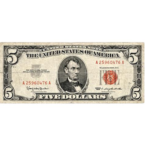 1963 5 Red Seal United States Note
