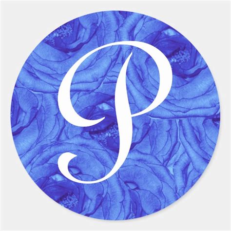 Monogram Letter P Blue Rose Sticker