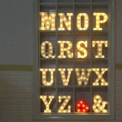 Letters Led Night Light Marquee Sign Alphabet Warm White Decoration