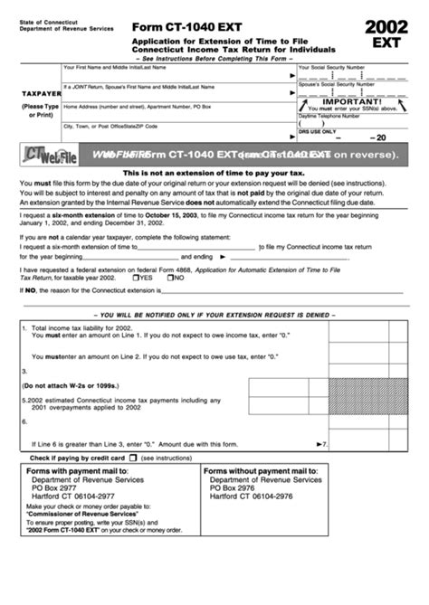 Form Ct 1040 Ext Application For Extension Of Time To File