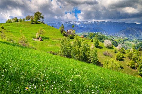 Spring Landscape In Romania High Quality Nature Stock