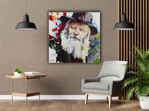 Chabbad Lubavitcher Rebbe Portrait Modern Jewish Art Wall Art Canvas