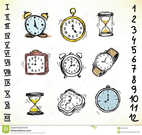 Set Of Clocks Stock Vector Illustration Of Traditional 26897482