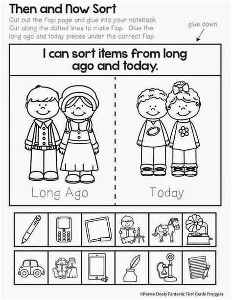 Long Ago And Today Writing Sheet First Grade