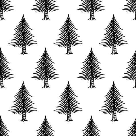 Premium Vector Seamless Pattern With Pine Tree