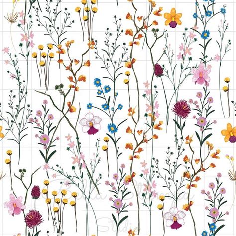 Wild Flowers Garden Removable Wallpaper Self Adhesive Etsy Blossom