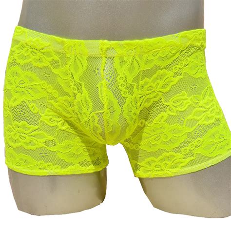 Brand Low Waist Male Panties Sexy Charming Transparent Lace Flora Mens
