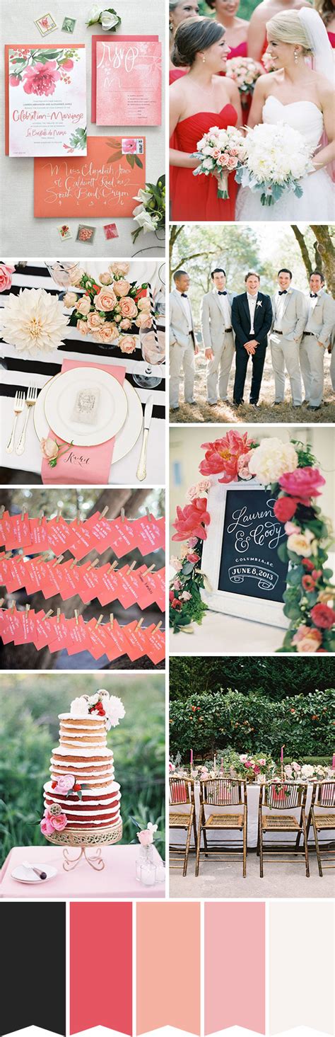 Make A Statement With A Black White And Coral Wedding Look