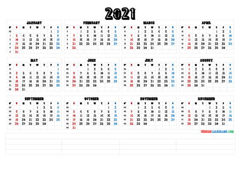 2021 Calendar With Week Numbers Printable 6 Templates