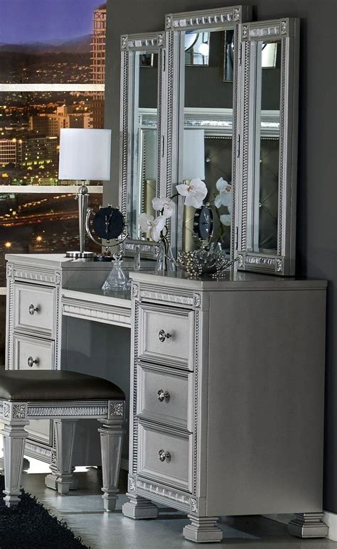 Score deals on bedroom furniture. Bevelle Silver Vanity With Mirror from Homelegance ...