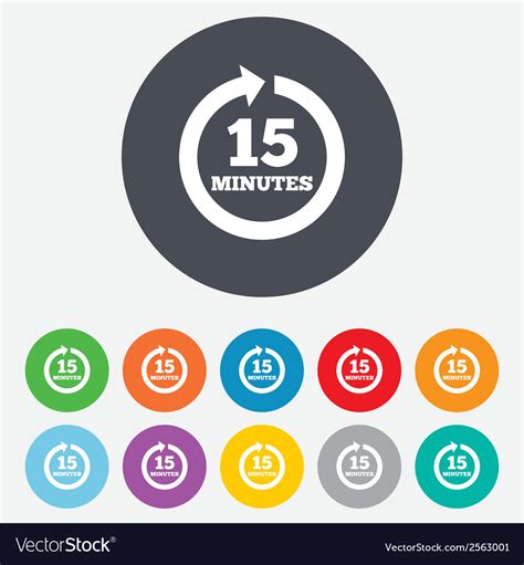Every 15 Minutes Sign Icon Full Rotation Arrow Vector Image
