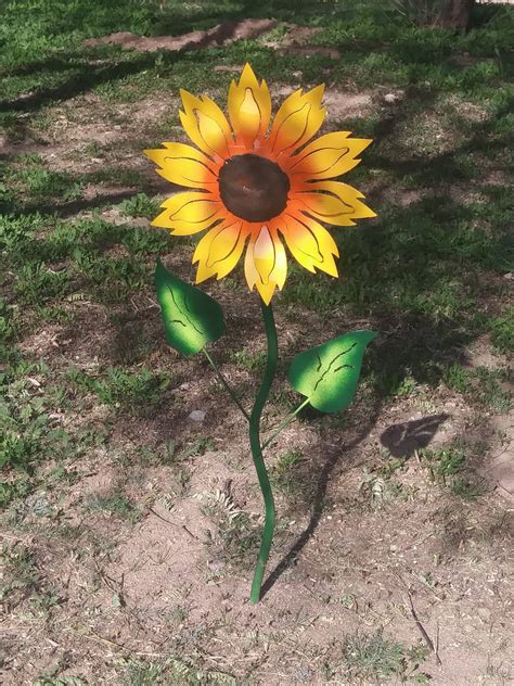 Metal Sunflower 30 By Homeandpatios On Etsy Metal Garden Art