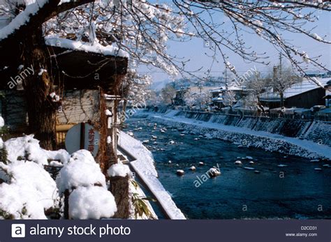 View hourly weather, ski conditions, snowfall history, mountain cams, and trail maps. Japan, Takayama. Snow-Covered Scene, With River Stock ...