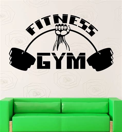 New Fitness Gym Sport Bodybuilding Gym Vinyl Wall Decal Barbell Muscled