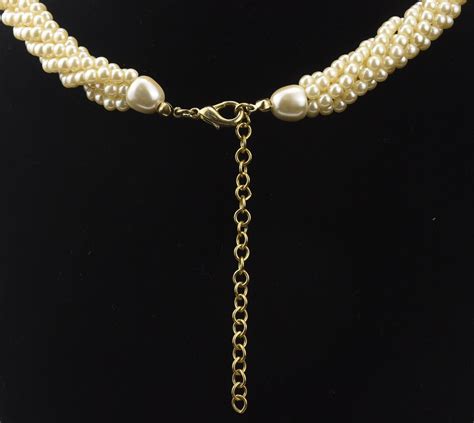 Multi Strand Twisted Faux Pearl Necklace Etsy