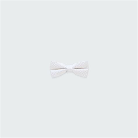 White Basketweave Silk Bow Tie