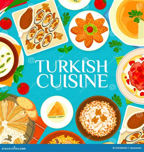 Turkish Cuisine Menu Cover Turkey Food Meal Dishes Stock Vector