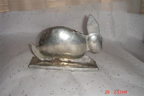 Vintage Forged Metal Bunny Rabbit Sculpture Shabby Chic