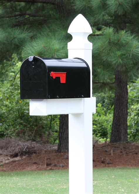 The Richmond Mailbox System With White Vinyl Post Stand And Black