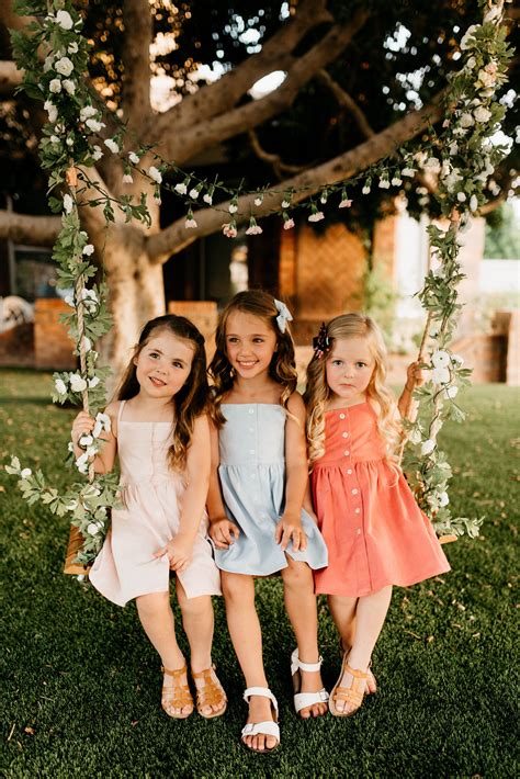 Little Girl Photo Shoot Flower Swing And Summer Dresses Girl Photo