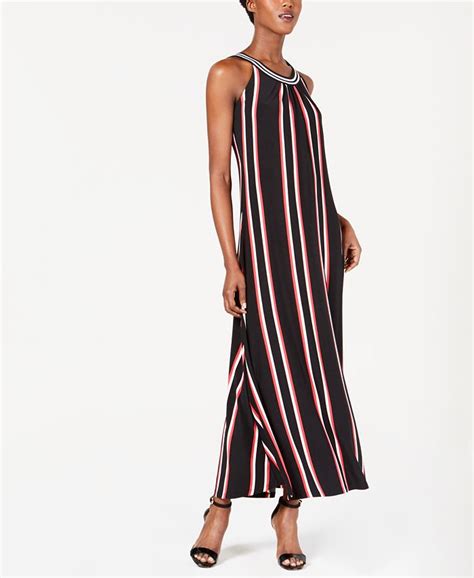 Calvin Klein Striped Halter Maxi Dress Macys