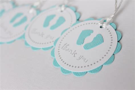 Included is an invitation, food cards, cupcake toppers or favor tags, water bottle thank you so much for the free printables. Baby Shower Favor Tags Baby Feet Thank You Tags by ...