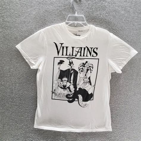 Disney Men T Shirt Medium White Graphic Villains Ursula Cruella