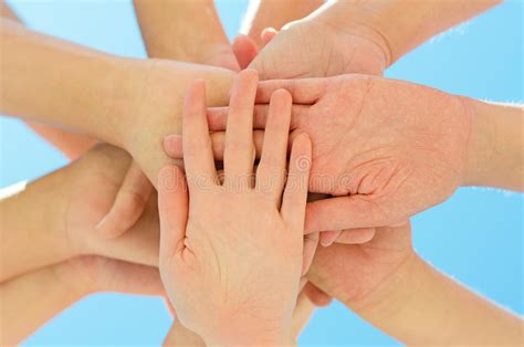Many hands together stock image. Image of cooperation - 39594385