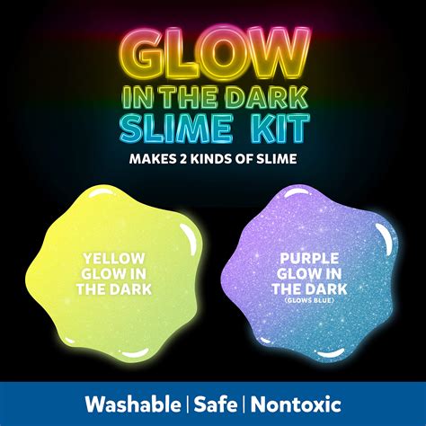 Elmers Glow In The Dark Slime Kit 2062242 Yellow Purple Glow 4