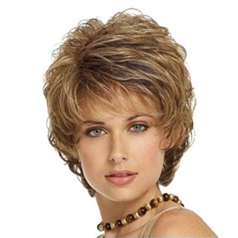 Stunning Mixed Color Synthetic Fluffy Wave Short Layered Cut Wig For Women Short Hair Styles