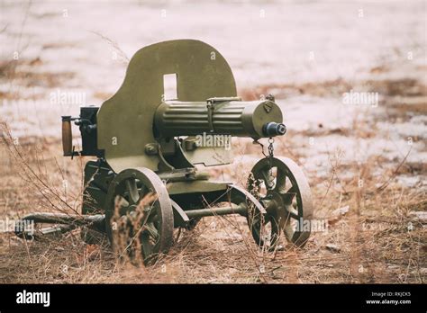 Maxims Machine Gun Model 191030 On A Wheeled Vladimirovs Mount Pm